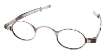 A pair of silver spectacles, maker Joseph Willmore, Birmingham, 1824: with telescopic arms,