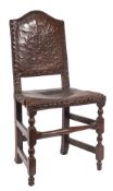 A late 17th Century/early 18th Century oak dining chair:,