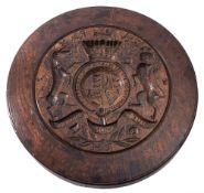 A 19th Century elm commemorative cheese follower:,