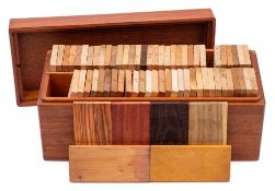 A collection of sixty three timber samples: contained in a fitted mahogany case.