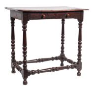 A late 17th Century oak side table:, the rectangular top with a moulded edge,
