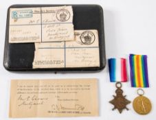 A WWI pair to 125320 Pnr E Chown RE',: together with original postage envelopes.