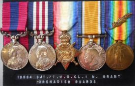 Medals: A World War One Distinguished Conduct medal group of five to 13334. Sjt. W. Grant. 5/G.