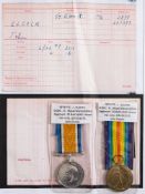 A WWI pair to '3878 Pte J Elcock Worc R':.