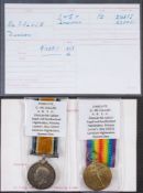 A WWI pair to '276853 Pte D McCullum A& SH':.