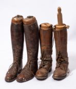 Peal & Co, London two pairs of brown leather riding boots with boot trees:.