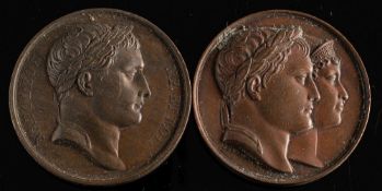 Two Napoleonic copper medallions:.