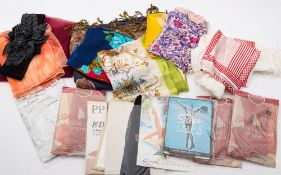 A collection of mid-20th silk and other scarves,
