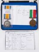 A WWI War Medal to 'Lieut W V Bosner RNVR' together with a Mercantile Marine Medal to 'Ali Gassin':.