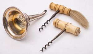 A Victorian silver plated wine funnel by Elkington Mason and Co, Sheffield:.