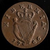 A 1776 Irish half penny, higher grade:.