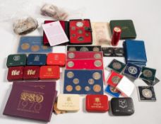A collection of mixed coin sets: including two 1970 proof crowns etc (a lot).