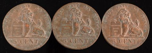 Three Belgian Cents, higher grade:.