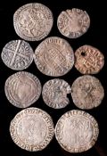 Nine hammered silver coins,: English,