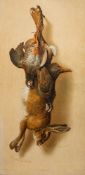 After Helena Maguire (1860-1909) a set of five trompe l'oeil lithographs of game,