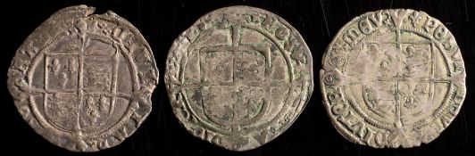 Three Henry VIII groats:.