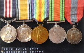 A World War One Military Medal group of five to 13810. Sjt. E. Shaw. 4/G.
