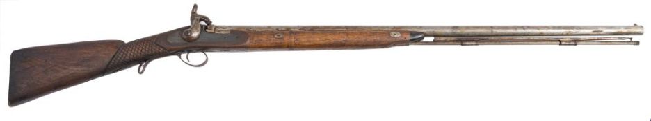 A percussion cap musket:, the 36 inch barrel with ramrod under,