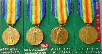 Four Northumberland Fusilier's Victory Medals:m to 1577 Pte. A. Harvy, 6-2188. Pte. G. S.