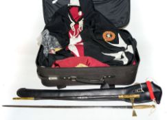 A collection of Devonshire Masonic regalia:, including jewels, aprons, cloak,