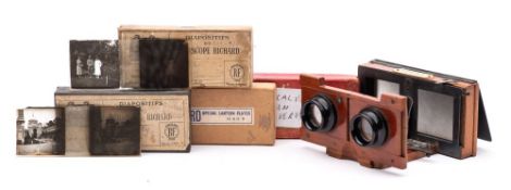 An early 20th century mahogany folding stereoscope viewer by Verascope Ricard:,