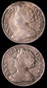 Two Queen Anne 1711 sixpences.
