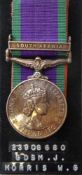An Elizabeth II General service Medal: to 23908680 Gdsm. J. Morris. W. Gds, with South Arabia clasp.