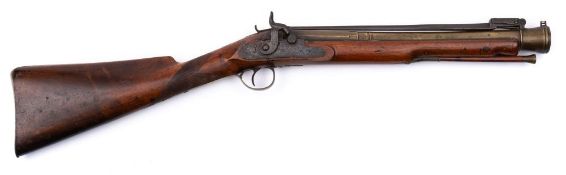 A 19th century brass barrel percussion blunderbuss:, unsigned,