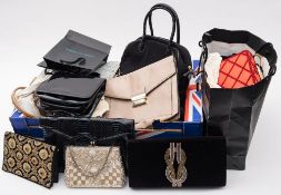 A collection of various evening bags and handbags:,