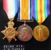 A Great War trio to 22156. Pte. A.S.Farrah. G.Gds: includes 1914-15 Star, War and Victory medals.