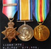 A Great War trio to11089. Pte. R.E.Fox. G.