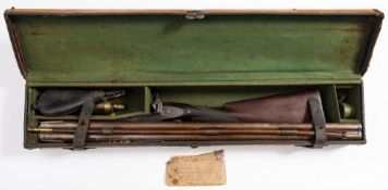 An 11 bore double barrel percussion sporting gun by J Carruthers:, serial number 6225,