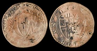 A 1654 Commonwealth halfcrown.