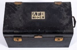 An Art Deco period metal deed box: of rectangular outline,