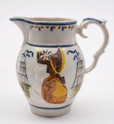 An early 19th century moulded pearlware commemorative jug: decorated with bust of Admiral Nelson