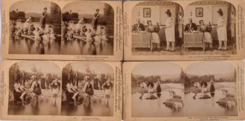 A group of four humorous stereoscope cards by Underwood & Underwood:,