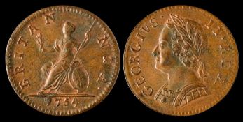 A 1754 higher grade farthing.