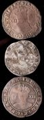 A James I shilling, Edward VI shilling and Edward VI sixpence.