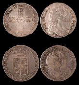 A William and Mary 1689 halfcrown and a 1696 B halfcrown.