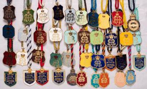 Henley Royal Regatta enamel Stewards Badges 1980-2019 inclusive:, the majority made by W O Lewis,
