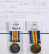 A WWI pair to '172827 Pte R Simmons MGC':.