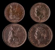 An 1825 penny and a higher grade 1827 halfpenny: (2)