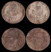 Two silver engraved gaming tokens/medalets James/Charles.