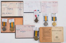 Two WWI Army Service Corps pairs, one to 'M-315840 Pte T E Halsall',