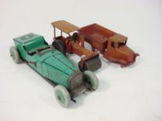 Burnett Ltd (UK) a pre-war tinplate racing car:, green with black lithograph decals,