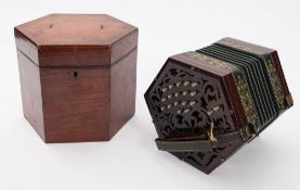 A 19th century rosewood concertina:, most probably Lachanel,