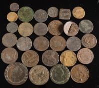 A collection of copper coinage:.