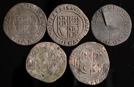 Five hammered shillings including Charles I and James I examples:.