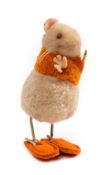 A Steiff puff ball mouse, circa 1950s/60s:, pink felt ears with button, red glass eyes,