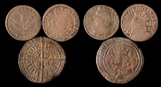 A Charles I 40 pence Scottish with James IV Edinburgh groat and a 1705 Scottish silver five